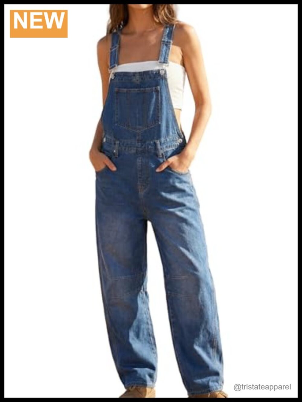 Womens Denim Bib Overalls Adjustable Strap Baggy Barrel Leg Jumpsuit
